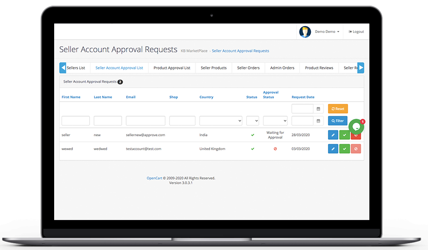 Knowband-OpenCart-Marketplace-Seller-Account-Approval-Requests