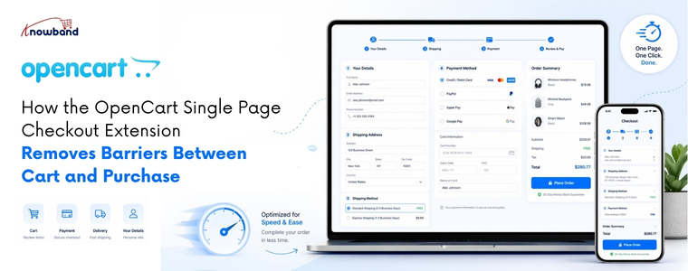 OpenCart one page checkout showing single page checkout flow with billing shipping and payment to reduce cart abandonment